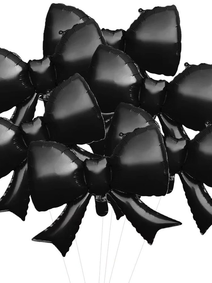 6 Stück KUKUZHU Folienballons mit schwarzer Schleife für Halloween-Dekorationen in Schwarz - Bild 3