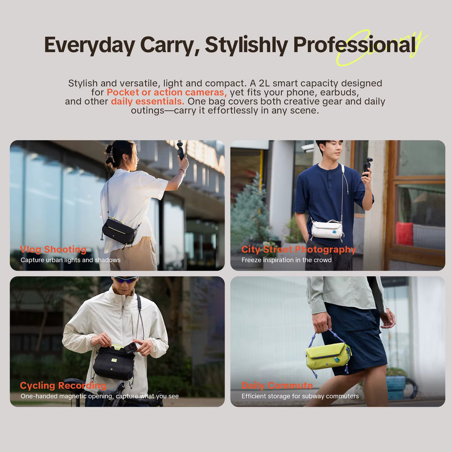 PGYTECH OneGo Pocket Sling Kameratasche in Grün für DJI Pocket 3 und Smartphones - Bild 2