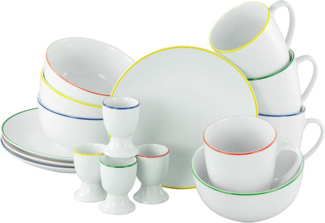 CreaTable Luna Color Line Frühstücksset 16-teilig aus Porzellan in Weiß - Bild 1
