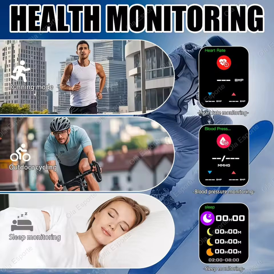 Ola Esporte Smartwatch, 2,01 Zoll AMOLED, Schwarz, Unisex, Wasserdicht - Bild 4