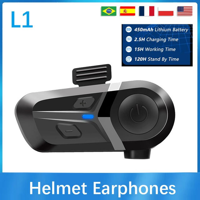 XINOWY L1 Motorradhelm Bluetooth Headset in Schwarz mit CVC Noise Control, BT5.3 und IPX6 wasserdicht und staubdicht - Bild 1