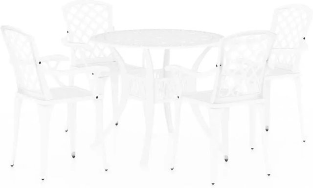 vidaXL 5-tlg Bistro-Set aus Aluminiumguss in Weiß für den Garten - Bild 1