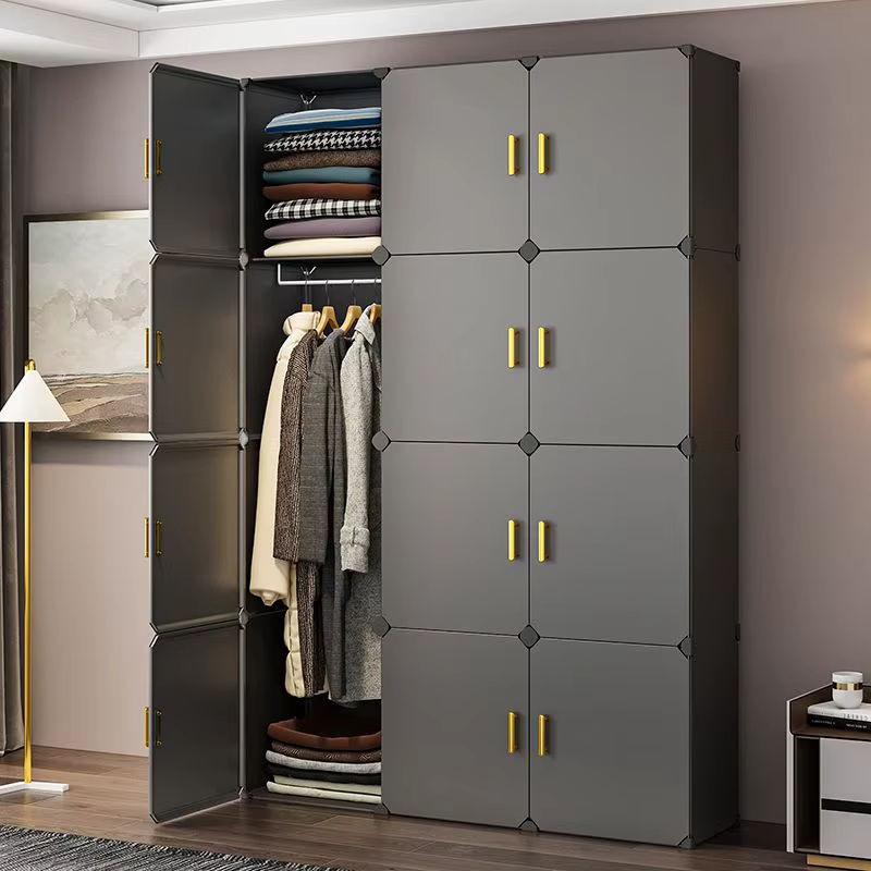 UNIONVILL Kleiderschrank aus Kunststoff, zusammenklappbarer Staubschutz-Schrank mit Kleiderstange und Türen - Bild 4