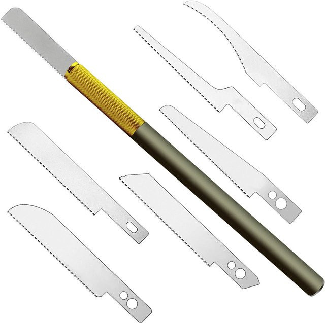 Joystar Mini Handsäge Set mit 12 Klingen für Bastelarbeiten und Hobby DIY in Silber - Bild 1