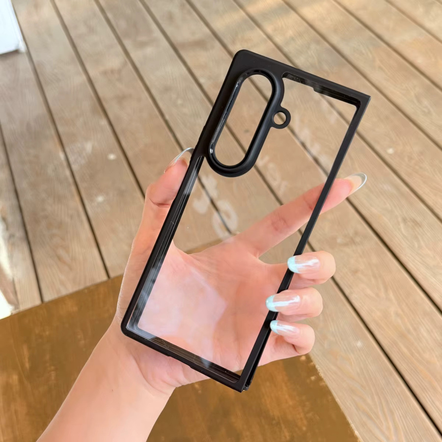 Stoßfeste Silikon-Handyhülle für Samsung Galaxy Z Fold 7, 6, 5, 4 in Transparent und Mattschwarz - Bild 2