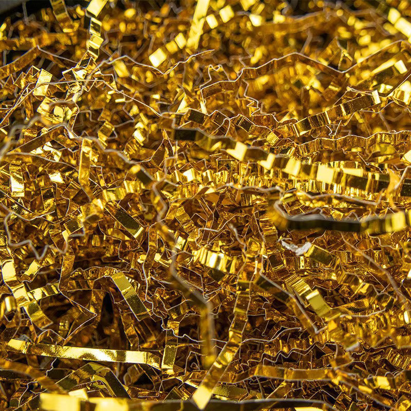 Buntes Crinkle Paper aus Raffia als Geschenkfüllmaterial für Candy Boxes und Hochzeitsverpackungen, Gold und Mehrfarbig, 200g-500g - Bild 2