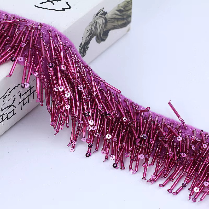 Quaste mit Pailletten und Perlen als Fransenbesatz für Kleidung, Taschen und Vorhänge, DIY Nähzubehör, 1 Yard - Bild 3