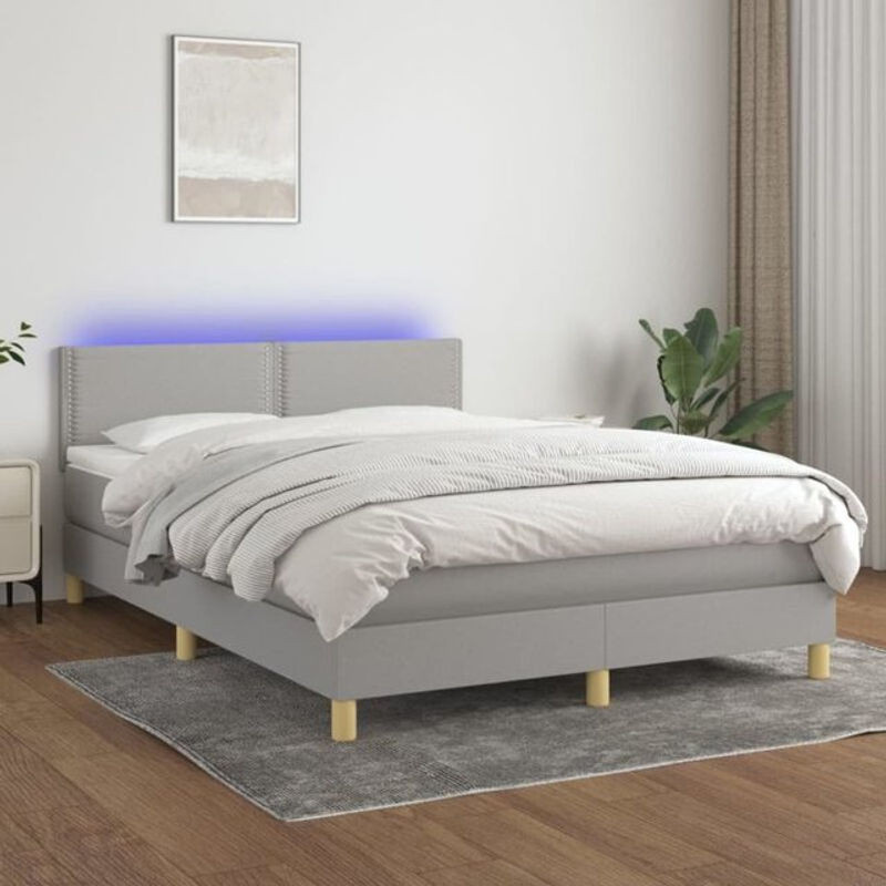 vidaxl Boxspringbett mit Matratze aus Stoff in Hellgrau B/T/H: 140 x 200 cm - Bild 1