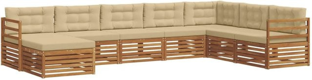 vidaXL Sofagarnitur 8-teilig in U-Form aus Massivholz Akazie, Farbe Natur und Beige - Bild 1