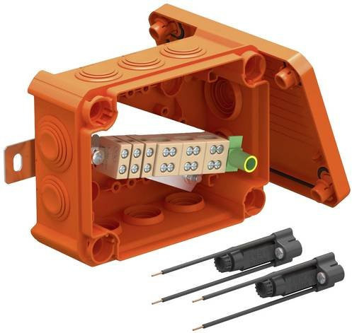 OBO Bettermann Abzweigkasten mit Schraubklemmen, halogenfrei, orange, L: 15,0 cm, B: 11,6 cm - Bild 1