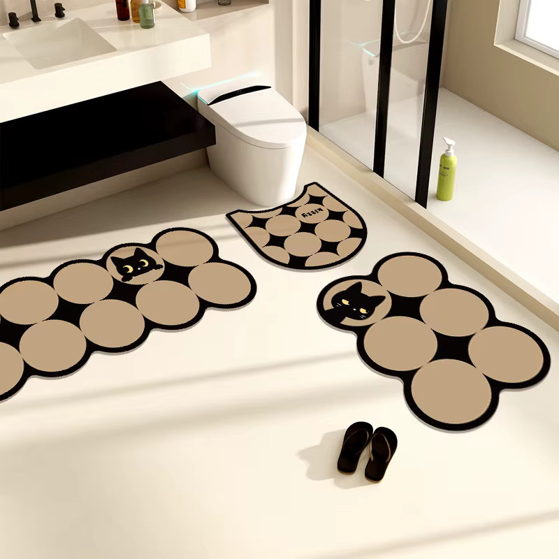 VIKAMA 3er-Set Badezimmer-Bodenmatten mit Tier-Motiv, wasserabsorbierend und rutschfest - Bild 2
