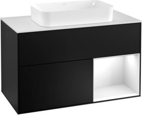 V&B Waschtischunterschrank Finion 100 mit Wandbeleuchtung in Weiß lackiert - Bild 1