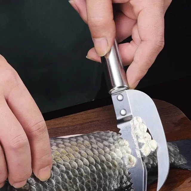 Multifunktionales Fischwerkzeug aus Edelstahl in Silber zum Schuppen und Filetieren inklusive Küchenschere - Bild 1