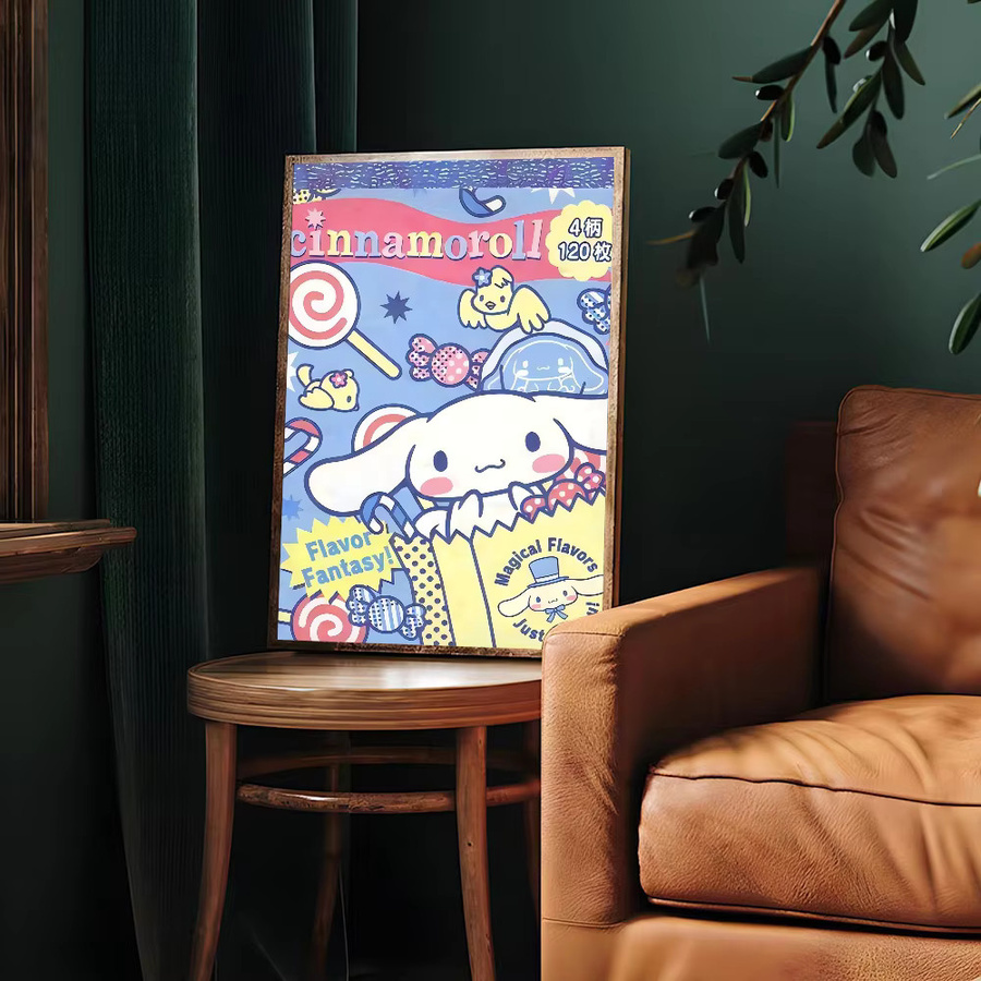 Kawaii C-Cinnamoroll Anime-Poster selbstklebend in HD-Qualität, buntes Retro-Wandposter aus Papier zur Raumdekoration - Bild 4