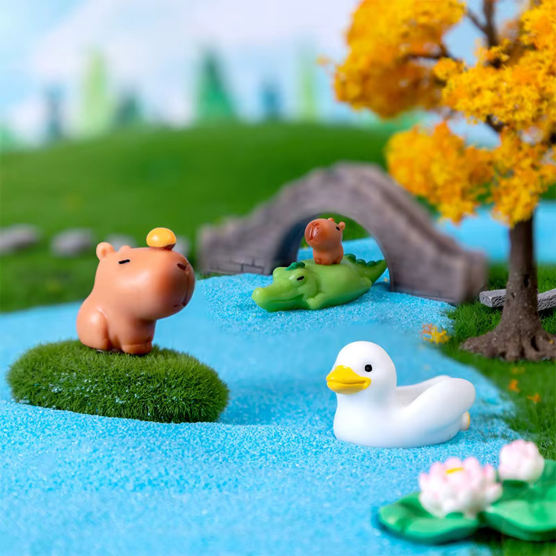 SHIDWJ Miniatur Cartoon Capybara Modell Figur aus Harz als Deko-Ornament für Schreibtisch und Garten - Bild 2