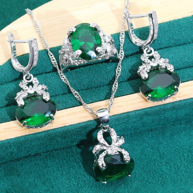 YIRAN Schmuckset, Kupfer, Zirkonia, grau, Unisex - Bild 1