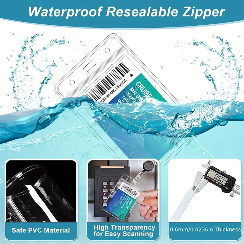 ZYF Ausweisschutzhülle Set aus 2 Stück, transparente wasserdichte PVC-Kartenhülle mit einziehbarem Hängeseil - Bild 2