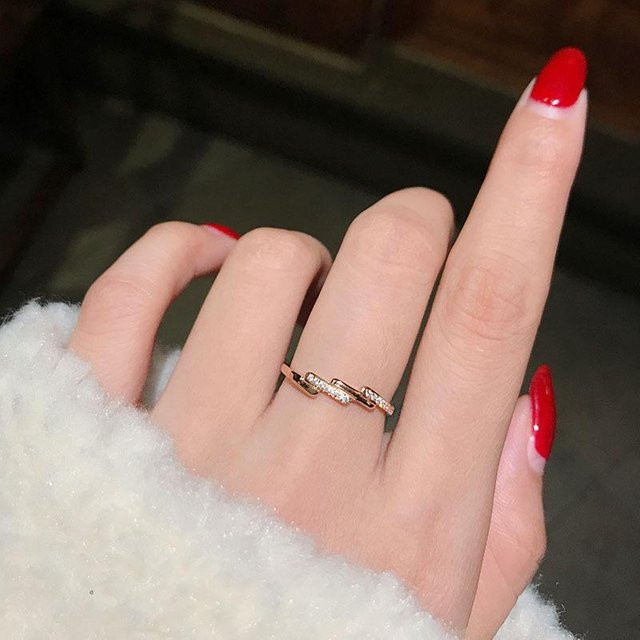 Ring, Edelstahl, Roségold, Zirkonia, Damen, Größe 6 - Bild 1
