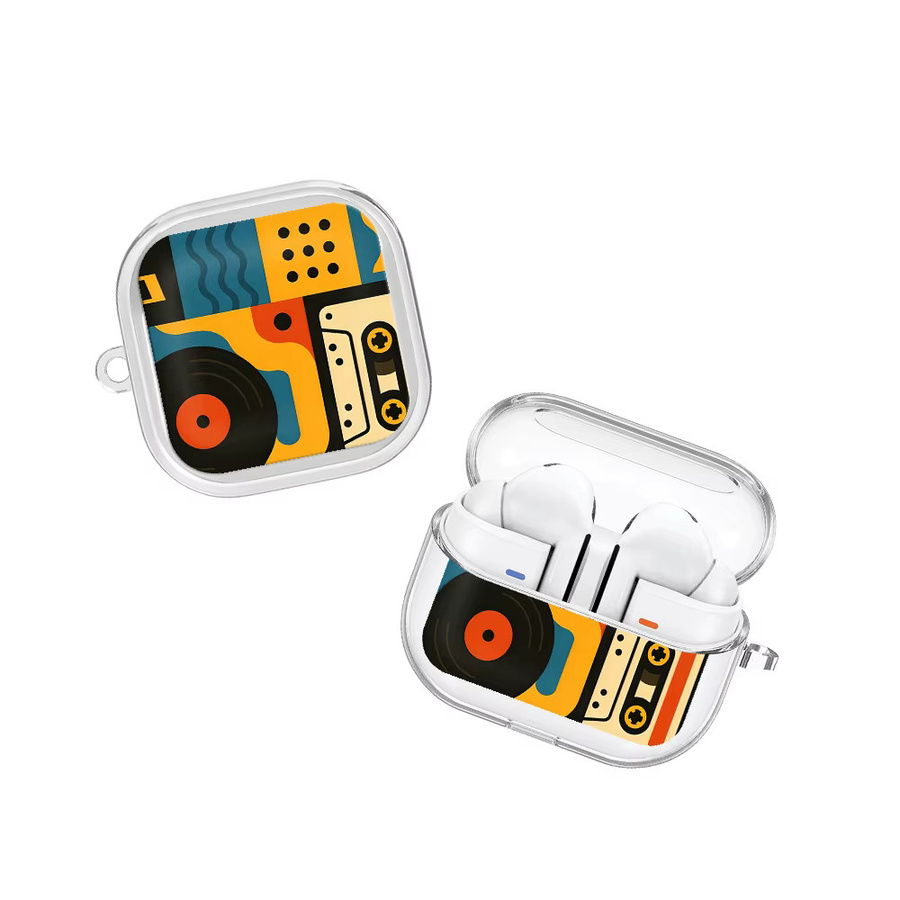 Transparente Schutzhülle mit Retro-Musikmuster für Samsung Galaxy Buds 3 Pro, Buds 3 FE und Buds Live 4 Pro - Bild 5