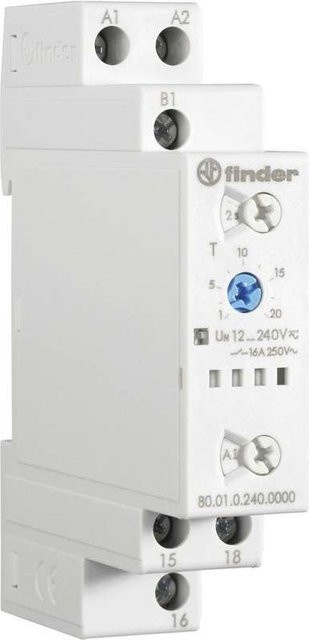 Finder Multifunktions-Zeitrelais 80.01.0.240.0000 mit 1 Wechsler, 16 A, 12 - 240 V DC/AC - Bild 1