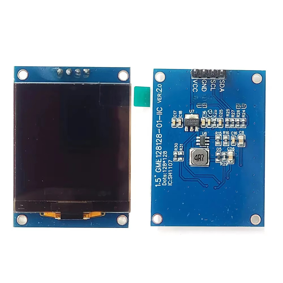 OLED LCD Modul 1,5 Zoll Display Weiß mit blauer Anzeige, 128 x 128 Pixel, SH1107 Treiber Chip, I2C Schnittstelle, 4-Pin, 3V-5V - Bild 4