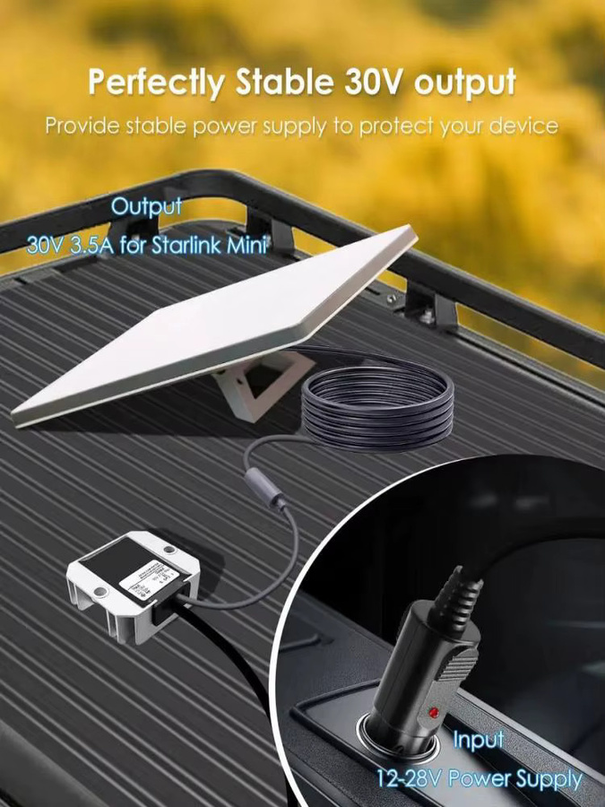 Starlink Mini Autoadapter mit Step-Up-Konverter 12 V auf 30 V, 3,5 A Stromkabel mit Zigarettenanzünder-Stecker - Bild 6