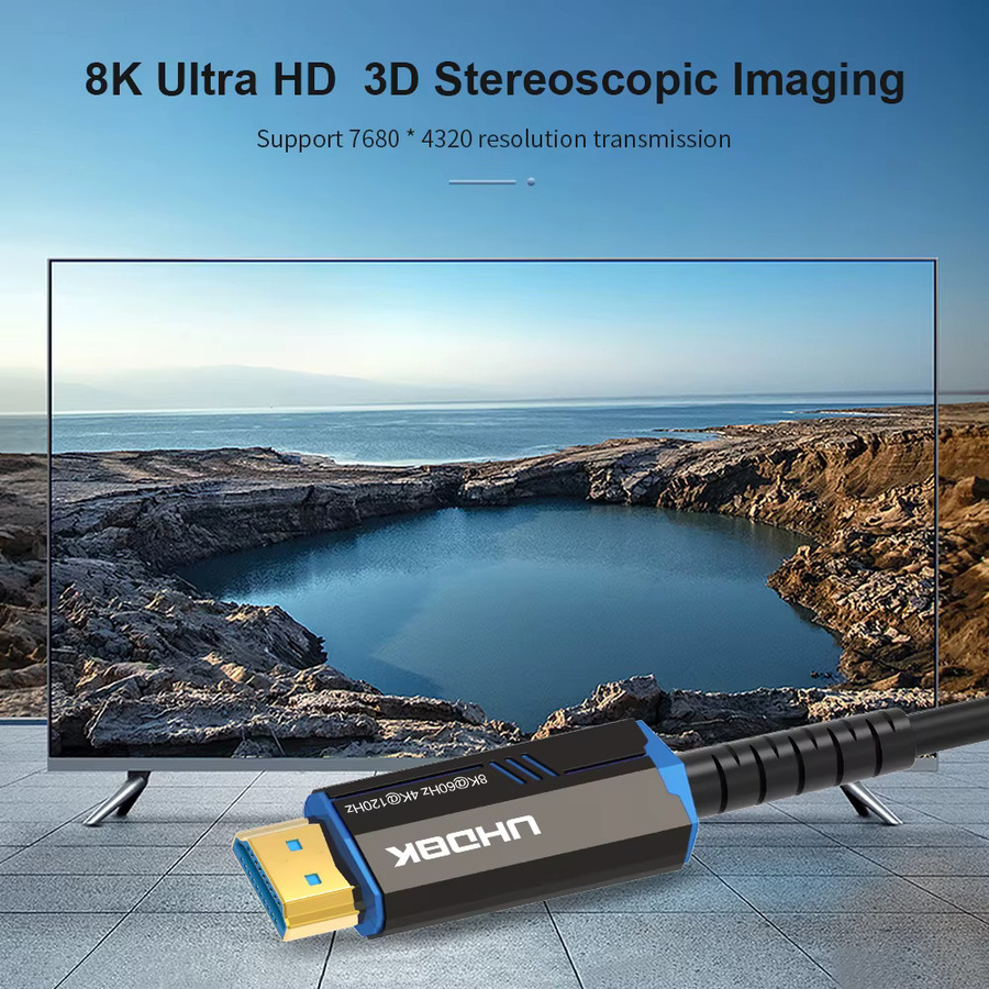 FDBOY HDMI 2.1 Glasfaserkabel in Schwarz mit 48 Gbit/s für 8K@60Hz und 4K@120Hz/144Hz, unterstützt eARC und HDCP 2.2 & 2.3 für TV, Projektor, Xbox und PS5 - Bild 5