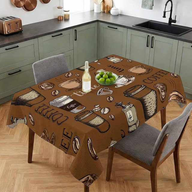 Wasserdichte quadratische Tischdecke JINGYUE Pet im Retro-Stil, Farbe: Braun, B/B: 140 x 140 cm - Bild 1