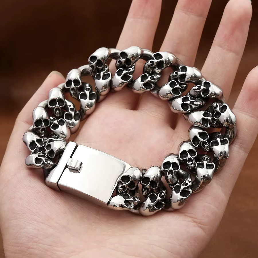 NORTHMAN Armband, Edelstahl, Schädel Kopf, Herren, Silber - Bild 2