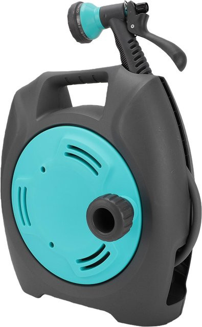 Tragbarer Gartenschlauchwickler Aimo in Seeblau mit Griff für den Außenbereich - Bild 1