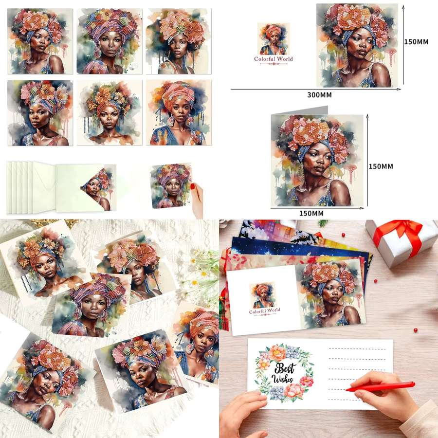 6-teiliges DIY Diamant-Malerei Set für Grußkarten in Multicolour - Bild 2