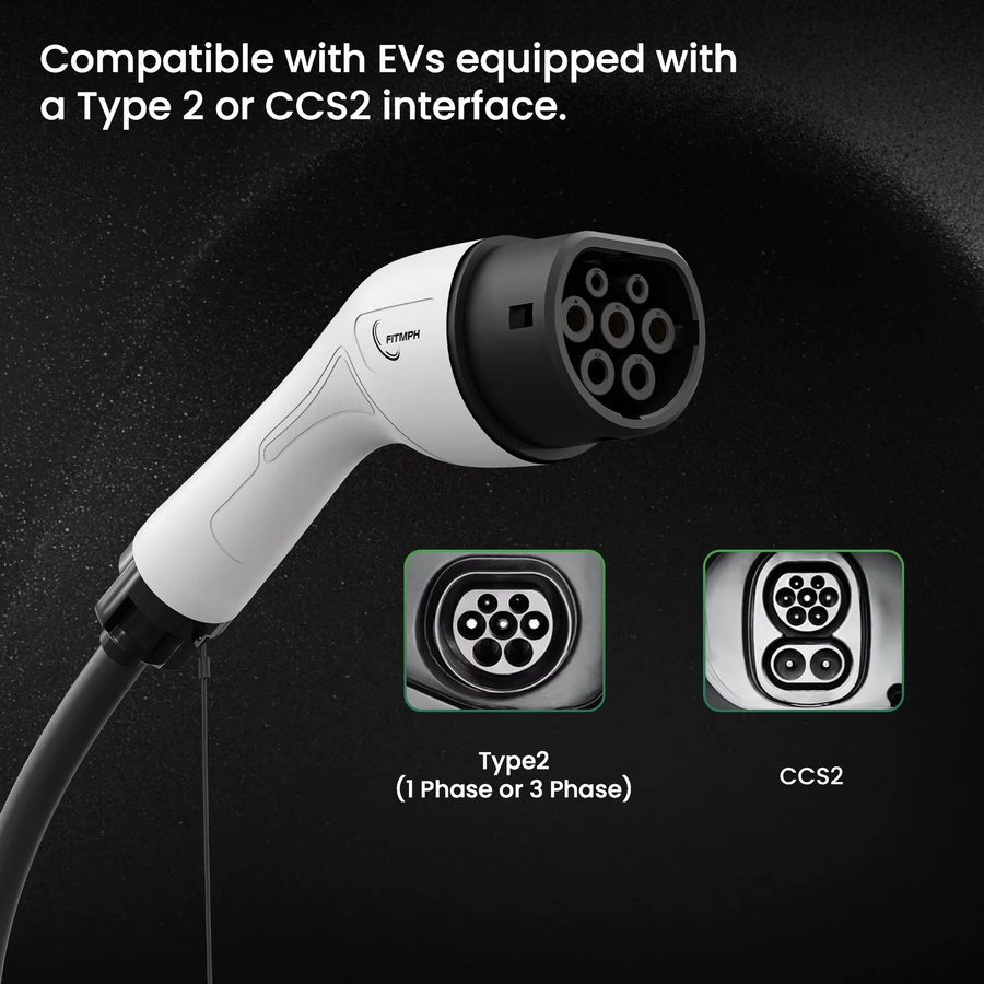 FITMPH Typ 2 auf Typ 2 EV-Ladekabel 32 A 22 kW IEC62196-2 für Elektrofahrzeuge und PHEVs, Länge: 3 m - Bild 4