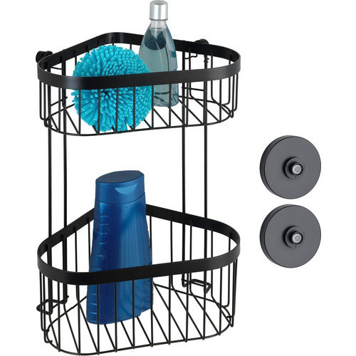 WENKO Regal Classic Plus aus Metall in Schwarz Matt mit Adapter für das Badezimmer - Bild 1
