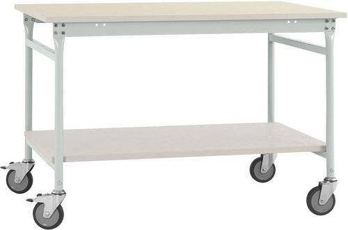 Manuflex BB5327.7035 Beistelltisch BASIS mobil mit Kunststoff-Platte und Zwischenboden, grau/weiß, B/T/H: 125 x 60 x 85 cm - Bild 1