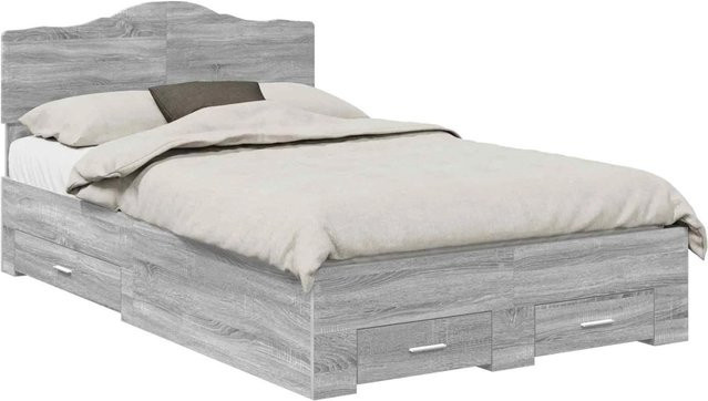 vidaXL Bettrahmen mit Schubladen in Grau Sonoma aus Holzwerkstoff, B/T/H: 138 x 193 x 90 cm - Bild 1