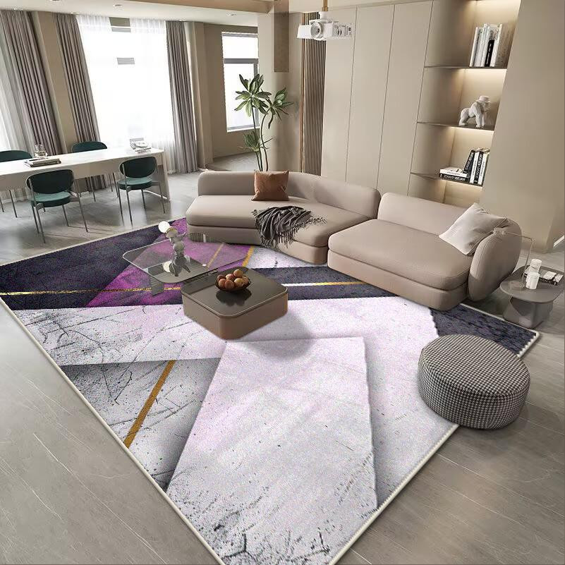 Moderner geometrischer Teppich in Multicolour, rutschfest und waschbar, Fleece-Stoff, B/T: 90 x 60 cm - Bild 1