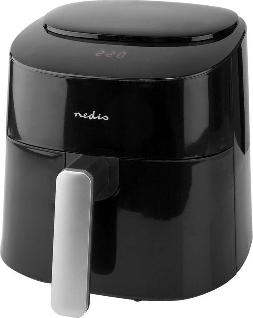 Nedis Heißluftfritteuse KAAF160BK Schwarz, 4,2 l, 1300W mit Timer und Digitalanzeige, B/T/H: 26 x 27 x 33 cm - Bild 1