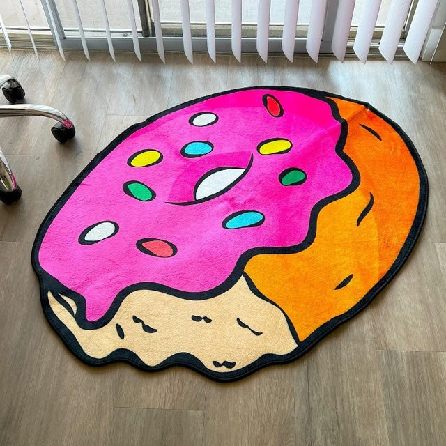 VIKAMA Donut-Teppich rund, waschbar und geräuschreduzierend, Multicolour, ideal für Flur, Schlafzimmer oder als Bettvorleger - Bild 1