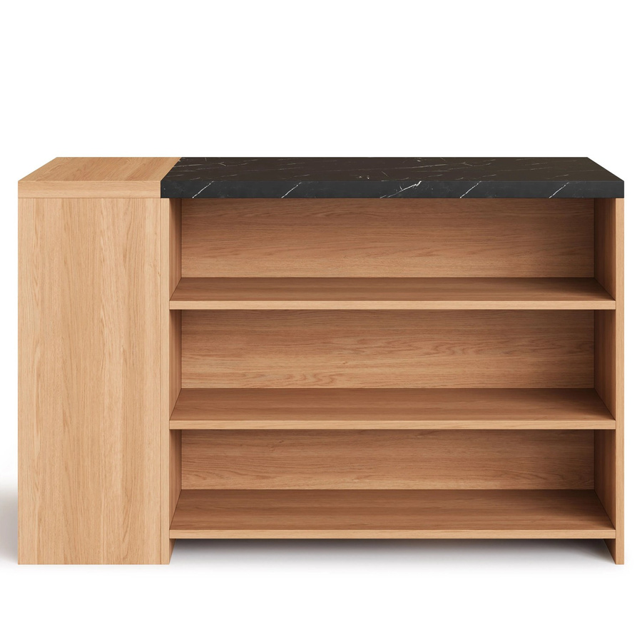 okwish Kücheninsel mit Bartheke und Schubladen in Marmor Optik, Farbe Natur, B/T/H: 140 x 60 x 90 cm - Bild 2