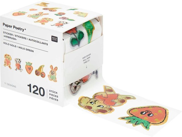 Rico Design Paper Poetry Sticker Airbrush Ø 5 cm, 120 Stück auf der Rolle - Bild 1