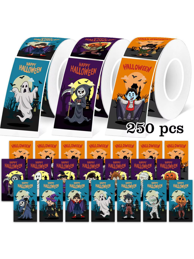 250 Stück Halloween-Graffiti-Aufkleber für gruselige Puppen in 3 Stilen, selbstklebende PVC-DIY-Aufkleber von Anime Worlds Store, Mehrfarbig - Bild 3