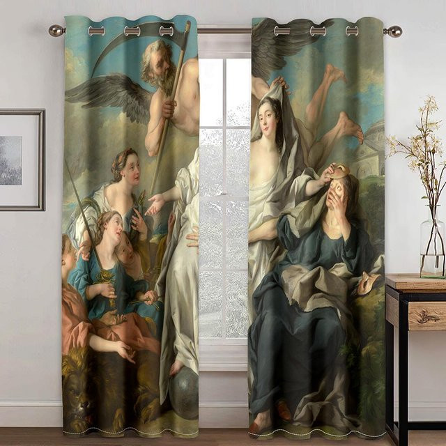 Engel Aristokrat Serie Luxus Sonnenschutz Vorhänge, 2er-Set, halbtransparent, mehrfarbig, B: 100 cm, H: 160 cm - Bild 1
