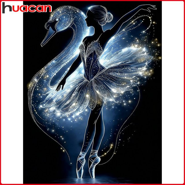 Huacan Diamantmalerei Schwan Dame, Diamant-Mosaik, Bastelset - Bild 1