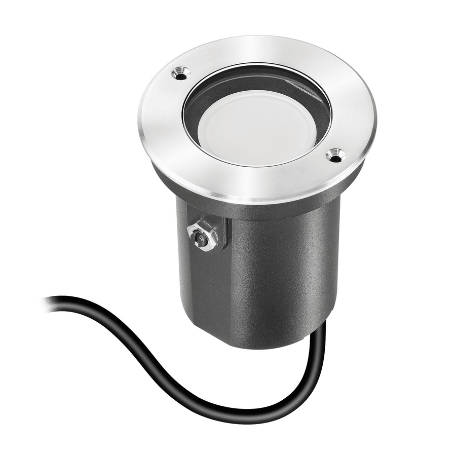Luxvenum Bodeneinbauleuchte Area LED 7W rund in Edelstahl Silber mit Milchglas und Betondose, IP67 dimmbar und schwenkbar - Bild 1