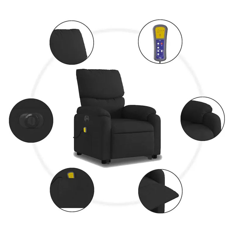 Vidaxl Elektrischer Massagesessel mit Aufstehhilfe in Schwarz - Bild 4