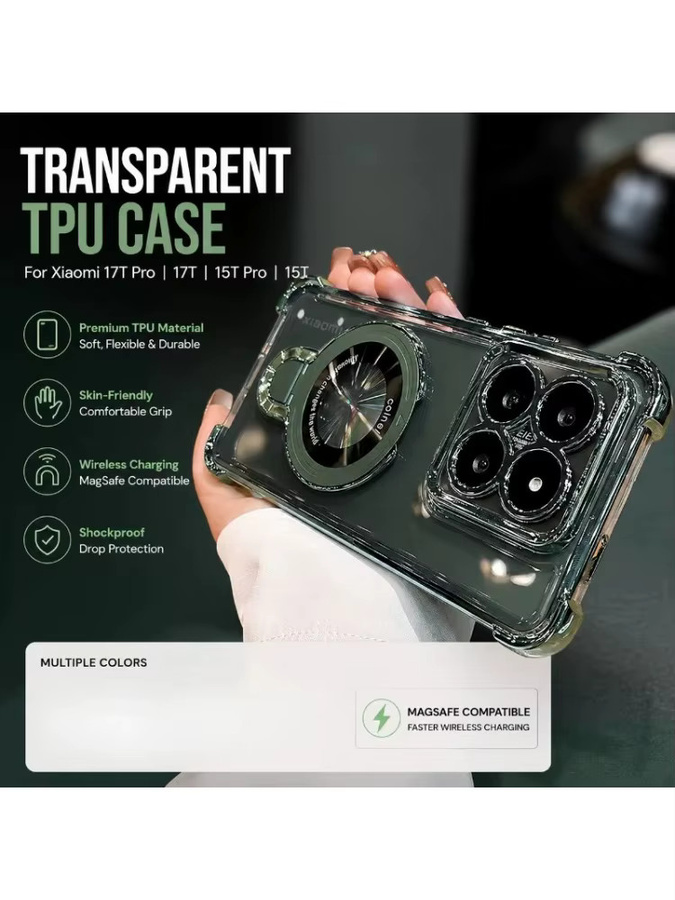 Transparente TPU-Schutzhülle mit magnetischer Desktop-Halterung für Xiaomi 17T 17Max 15T Pro POCO X8 Pro Max F8 M8 in Schwarz - Bild 5