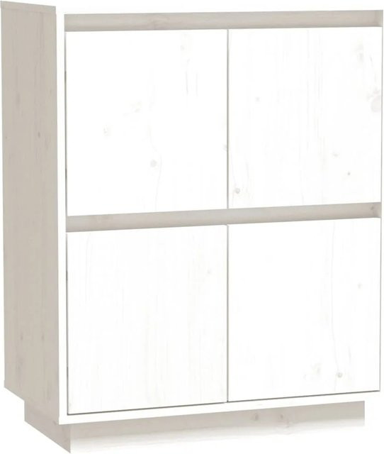 vidaXL Sideboard aus massivem Kiefernholz und MDF in Weiß, B/T/H: 60 x 34 x 75 cm - Bild 1