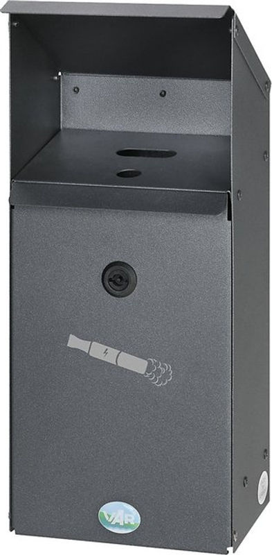 VAR Wandascher EZS 1 Wandaschenbecher aus Metall mit 3,7 l Inhalt in Eisenglimmer-Optik, Wandmontage, Grau/Silber/Schwarz - Bild 4