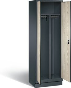 C+P Spind Evolo in Schwarz-Weiss mit Front in Sen-Esche und Korpus in Anthrazitgrau, H x B x T: 180 x 61 x 50 cm - Bild 1