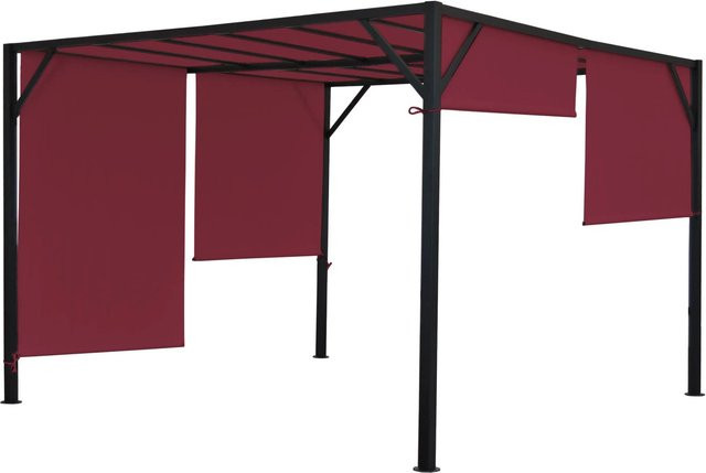 BERLINLODGE Pergola Baia Garten Pavillon mit Schiebedach in Bordeaux-Rot, H x B x T: 212 x 304 x 405 cm - Bild 1